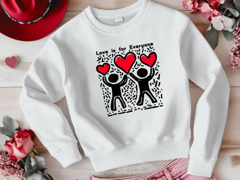 Keith Haring 'Love is for Everyone' Sweatshirt | Colorful Heart Art, Valentine, Unisex Fashion