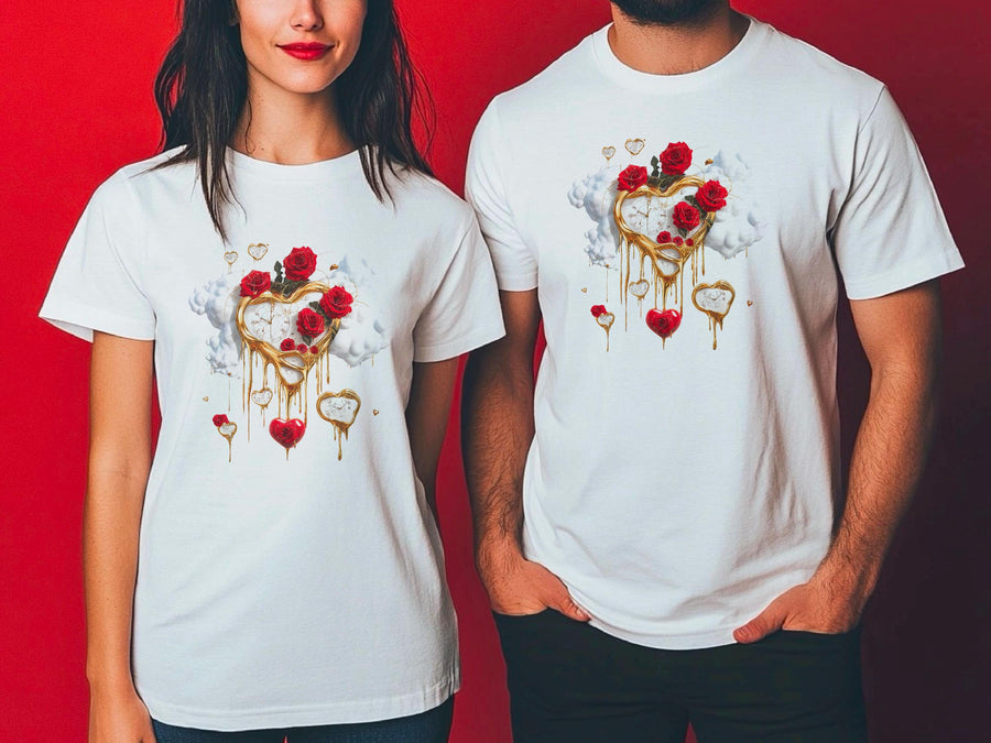 Dali-Inspired Heart T-Shirt – Melting Hearts and Roses Art
