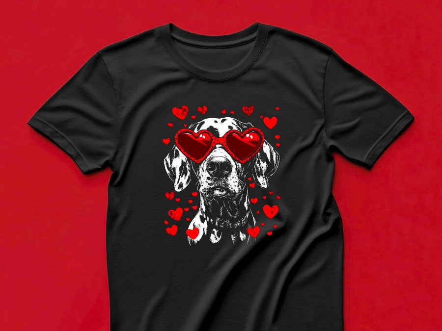 Valentines Dog T-Shirt – Funny Dog Lover Gift with Heart Sunglasses