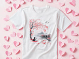 Japanese Cat Lover T-Shirt | Vintage Japanese Art Cat Shirt | Ukiyo-e Style Landscape | Aesthetic Cat Graphic T-Shirt | 