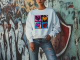 Warhol Inspired Heart & Rose Pop Art Sweatshirt - Valentine Gift