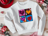 Warhol Inspired Heart & Rose Pop Art Sweatshirt - Valentine Gift