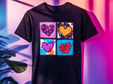 Warhol Inspired Heart & Rose Tee - Pop Art Valentine Gift