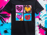 Warhol Inspired Heart & Rose Tee - Pop Art Valentine Gift