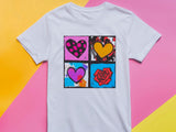 Warhol Inspired Heart & Rose Tee - Pop Art Valentine Gift
