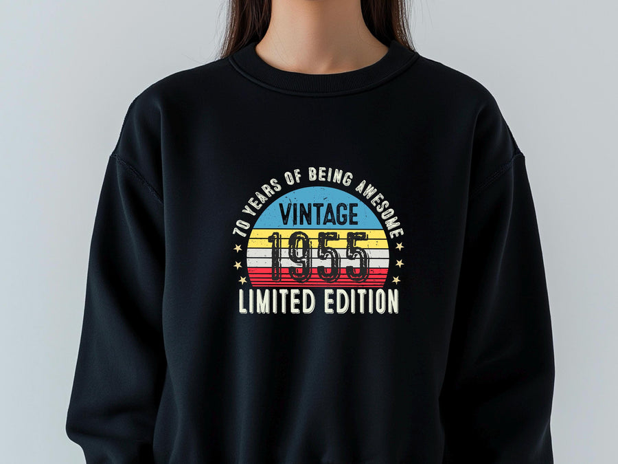 70th Birthday Sweatshirt for Men | Vintage 1955, Cozy Gift