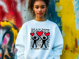 Keith Haring 'Love is for Everyone' Sweatshirt | Colorful Heart Art, Valentine, Unisex Fashion