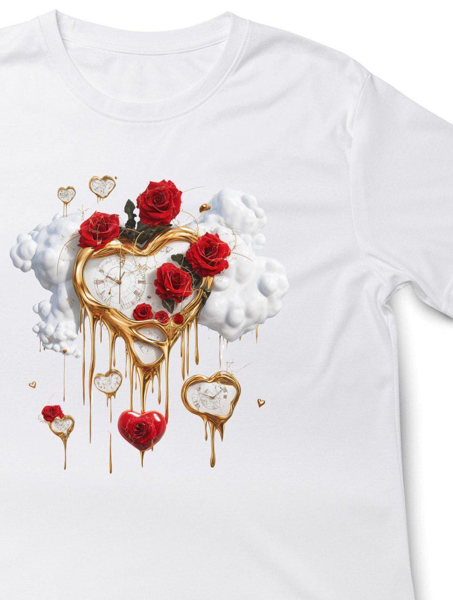 Dali-Inspired Heart T-Shirt – Melting Hearts and Roses Art