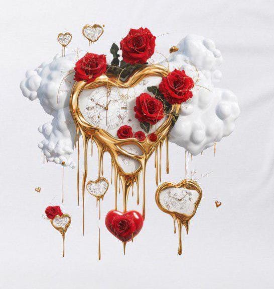 Dali-Inspired Heart T-Shirt – Melting Hearts and Roses Art