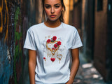 Dali-Inspired Heart T-Shirt – Melting Hearts and Roses Art