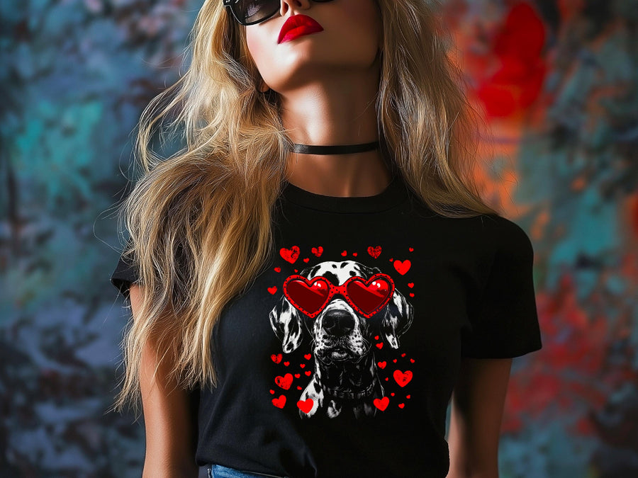 Valentines Dog T-Shirt – Funny Dog Lover Gift with Heart Sunglasses