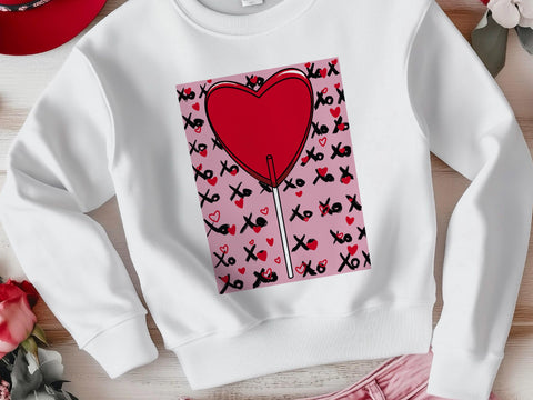 Lollipop Sweatshirt - Colorful Candy Heart, Cute Gift