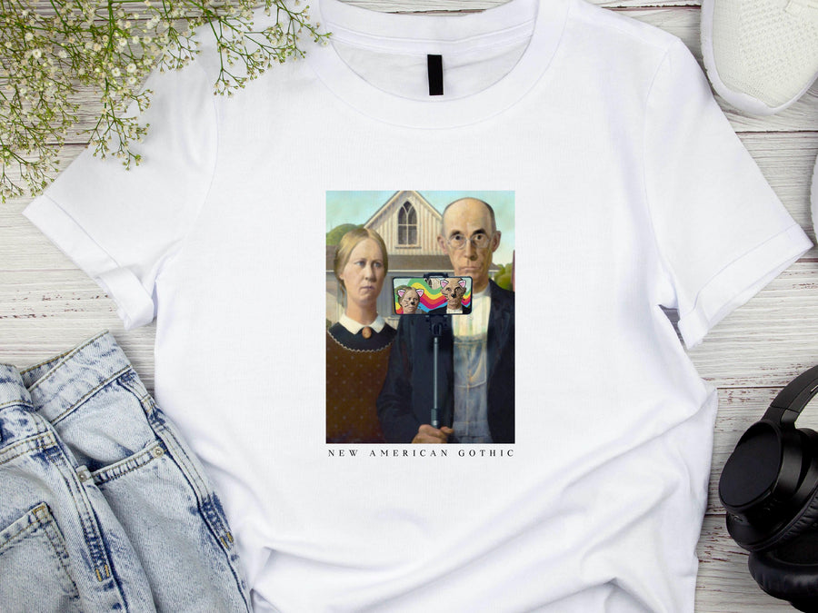 American Gothic Graphic Tee – Retro Horror Art Shirt