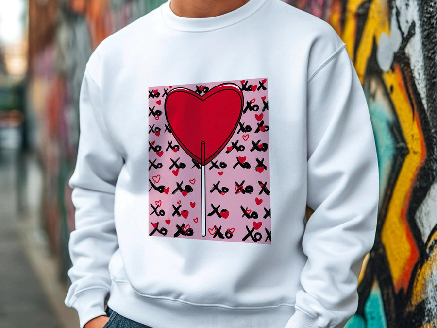 Lollipop Sweatshirt - Colorful Candy Heart, Cute Gift