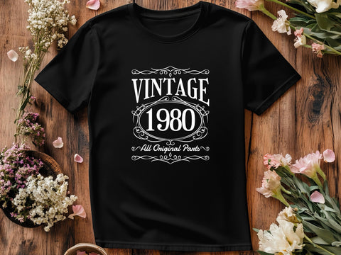Vintage 1980 - 45th Birthday T-Shirt, All Original Parts, Funny 45th Gift for Dad, 45th Gifts for Men, 45th T-Shirt