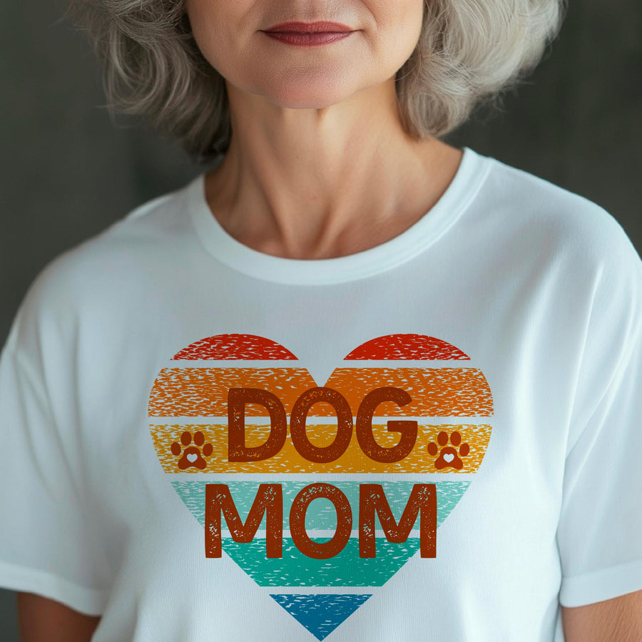 Retro Dog Mom T-Shirt, Vintage Heart Design