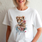 Mama Lion T-Shirt - Floral Lioness & Cub Graphic Tee - Mother's Day Gift