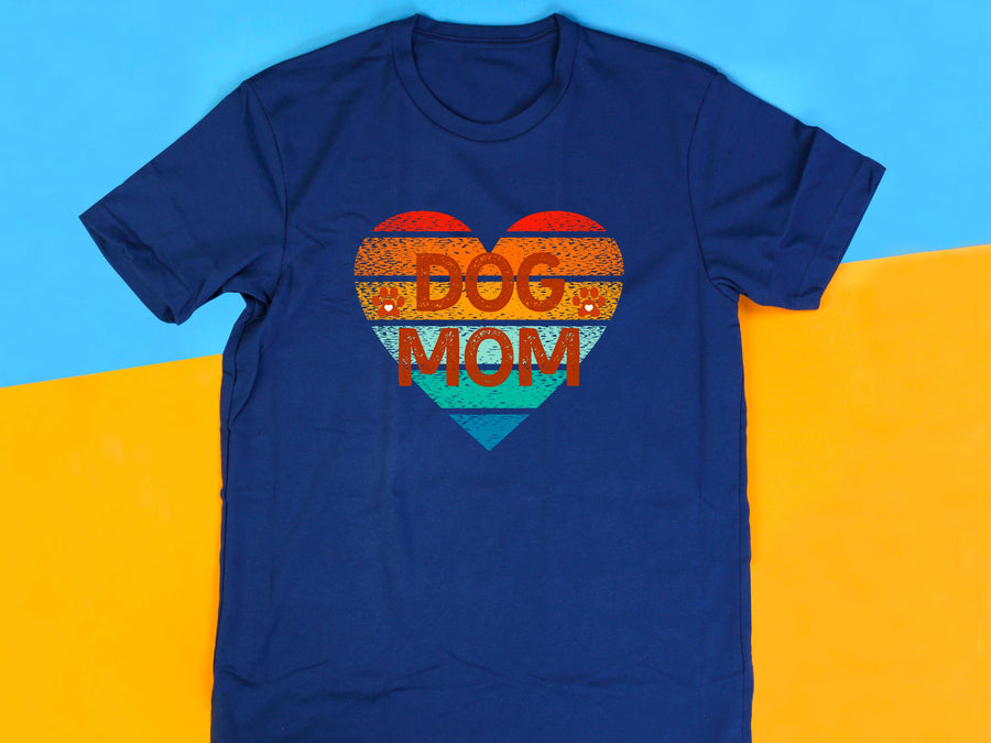 Retro Dog Mom T-Shirt, Vintage Heart Design