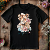 Mama Lion T-Shirt - Floral Lioness & Cub Graphic Tee - Mother's Day Gift