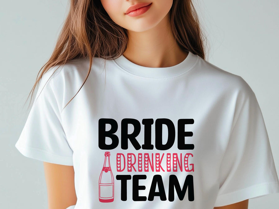 Bride Drinking Team Shirt – Bachelorette Party Tee – Rosé All Day T-Shirt – Bridal Shower Outfit – Bridesmaid Matching S