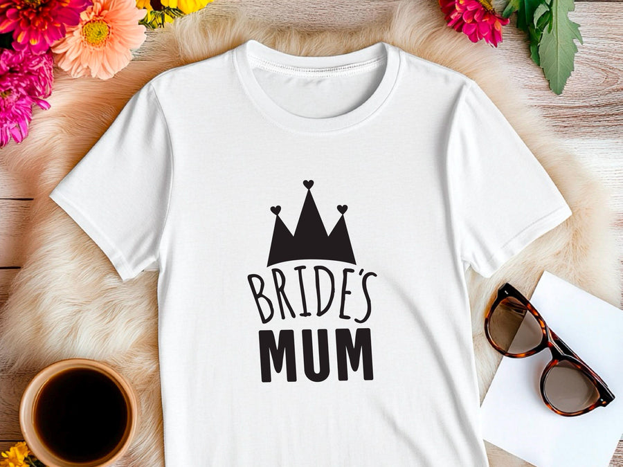 Bride’s Mum Wedding Shirt – Mother of the Bride T-Shirt – Heart and Crown Design – Bridal Party Tee – Mum of the Bride G