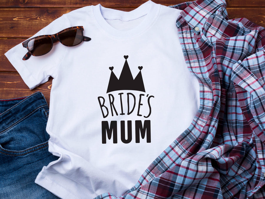Bride’s Mum Wedding Shirt – Mother of the Bride T-Shirt – Heart and Crown Design – Bridal Party Tee – Mum of the Bride G