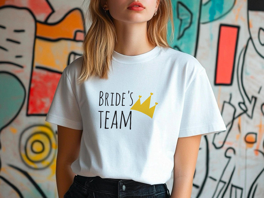 Team Bride Shirt with Crown – Bridesmaid Wedding Party T-Shirt – Matching Bachelorette Tee – Bride Squad Gift – Bridal P