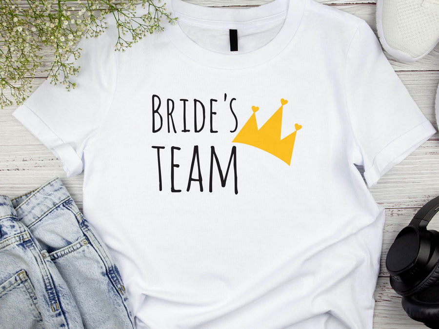 Team Bride Shirt with Crown – Bridesmaid Wedding Party T-Shirt – Matching Bachelorette Tee – Bride Squad Gift – Bridal P