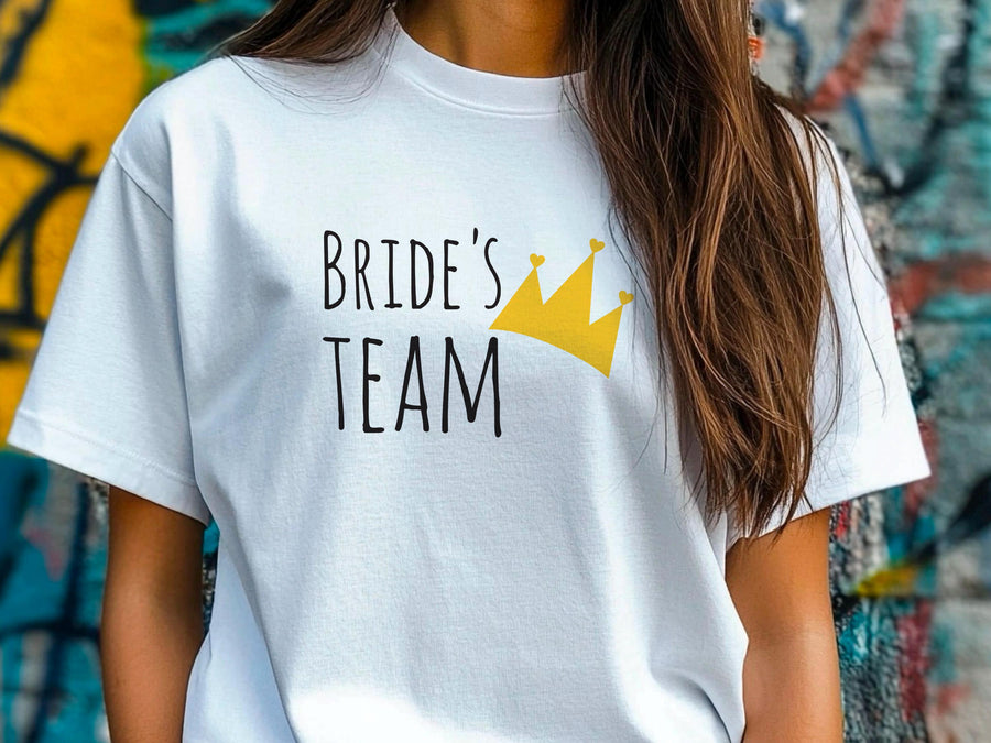Team Bride Shirt with Crown – Bridesmaid Wedding Party T-Shirt – Matching Bachelorette Tee – Bride Squad Gift – Bridal P