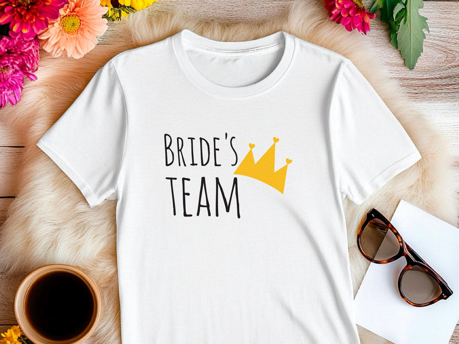 Team Bride Shirt with Crown – Bridesmaid Wedding Party T-Shirt – Matching Bachelorette Tee – Bride Squad Gift – Bridal P
