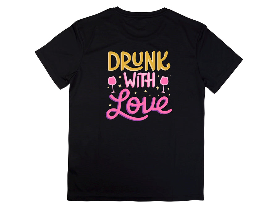 Drunk With Love T-Shirt – Funny Wedding Party Shirt – Bachelorette Drinking Tee – Matching Bridal Crew Shirt – Bride Squ