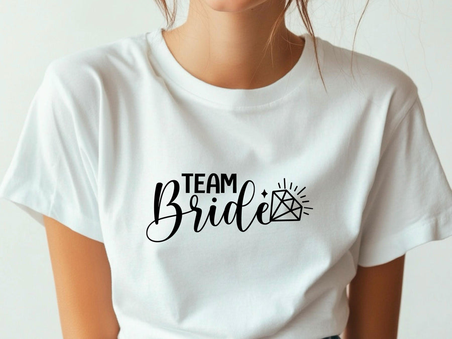 Team Bride Shirt – Black Diamond Wedding T-Shirt – Bachelorette Party Tee – Matching Bridal Squad Shirt – Bride Tribe Ou