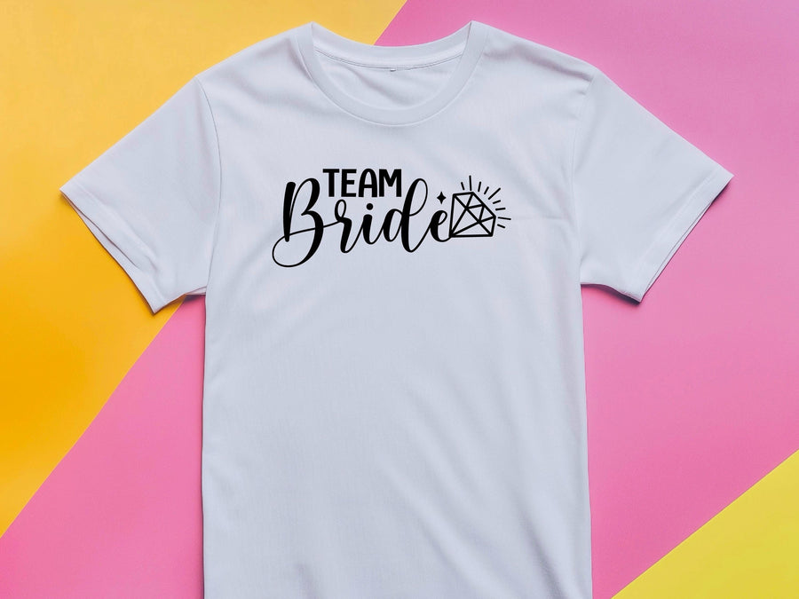 Team Bride Shirt – Black Diamond Wedding T-Shirt – Bachelorette Party Tee – Matching Bridal Squad Shirt – Bride Tribe Ou