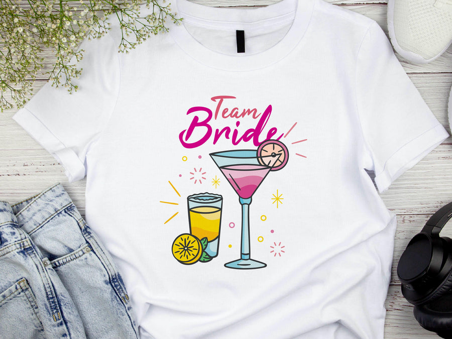 Team Bride Shirt – Cocktail Bachelorette Party Tee – Matching Bridal Party Shirt – Wedding Squad T-Shirt
