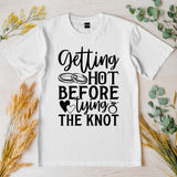 Bride Getting Hot Before Tying the Knot T-Shirt – Funny Bachelorette Party Tee – Bride Workout Shirt – Wedding Gym Outfi