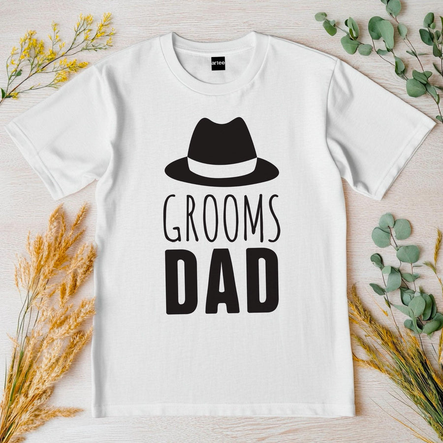 Groom Dad Black Heat T-Shirt – Wedding Stag Party Shirt for Men – Funny Groom’s Dad Tee – Bachelor Party Outfit – Groom 