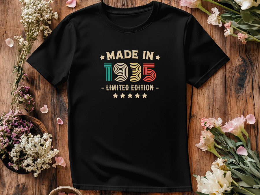 90th Birthday T-Shirt | Vintage 1935 Limited Edition | Funny 90th Gift for Men | Classic 90th Shirt for Him