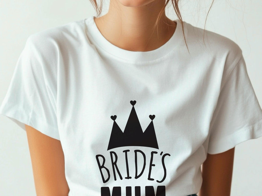 Bride’s Mum Wedding Shirt – Mother of the Bride T-Shirt – Heart and Crown Design – Bridal Party Tee – Mum of the Bride G