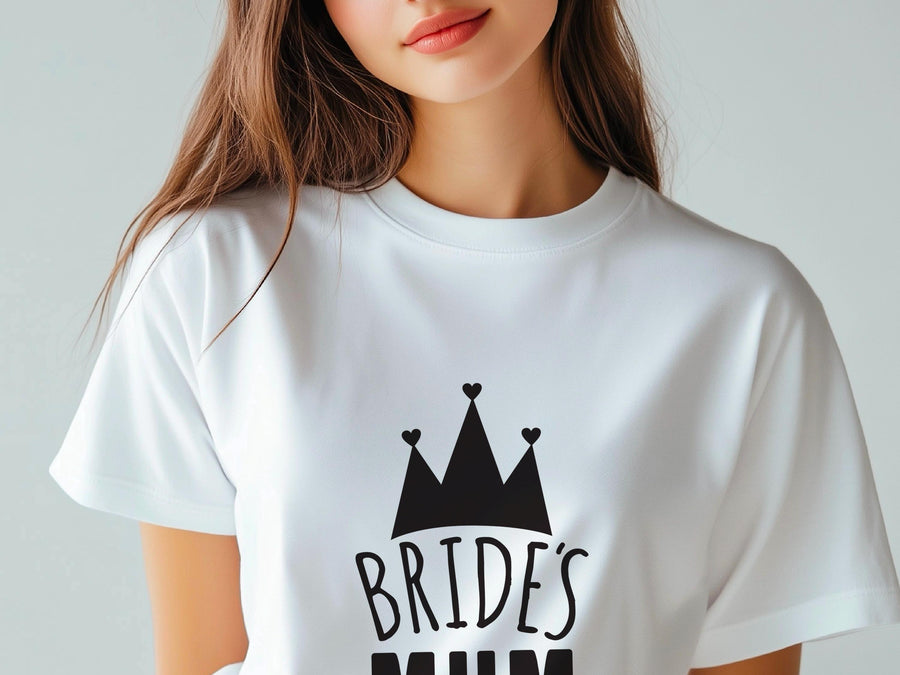 Bride’s Mum Wedding Shirt – Mother of the Bride T-Shirt – Heart and Crown Design – Bridal Party Tee – Mum of the Bride G