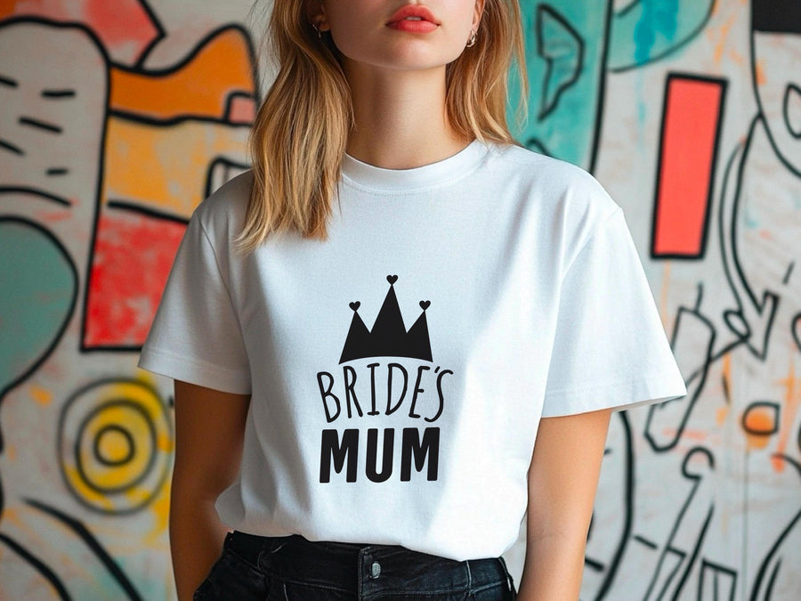 Bride’s Mum Wedding Shirt – Mother of the Bride T-Shirt – Heart and Crown Design – Bridal Party Tee – Mum of the Bride G