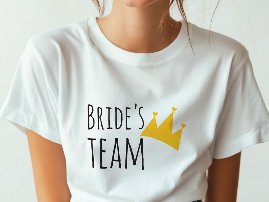 Team Bride Shirt with Crown – Bridesmaid Wedding Party T-Shirt – Matching Bachelorette Tee – Bride Squad Gift – Bridal P