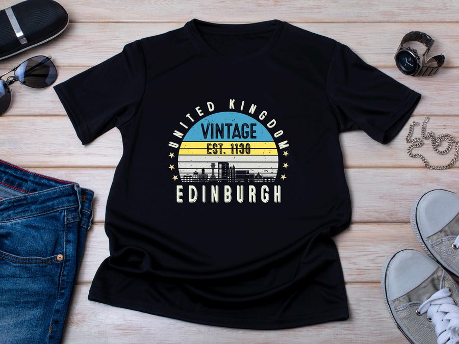 Edinburgh Est. 1130 T-Shirt – Vintage United Kingdom Tee – Retro UK City Shirt – British Heritage Gift – Unisex England 
