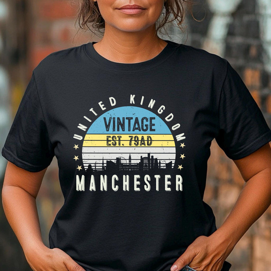 Manchester T-Shirt United Kingdom Est. 79 AD | Vintage UK City Shirt | British Heritage Tee | England Souvenir | Gift fo
