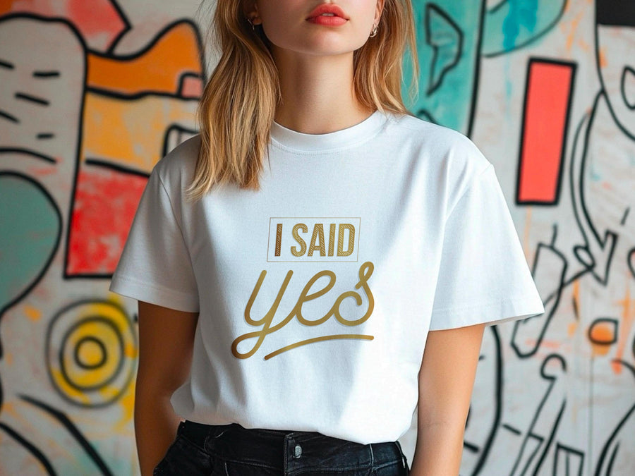 I Said Yes Gold Shirt – Engagement T-Shirt – Bride to Be Tee – Just Engaged Gift – Wedding Planning Shirt – Gold Foil Lo