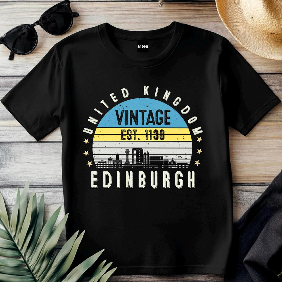 Edinburgh Est. 1130 T-Shirt – Vintage United Kingdom Tee – Retro UK City Shirt – British Heritage Gift – Unisex England 