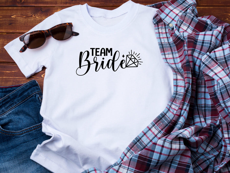 Team Bride Shirt – Black Diamond Wedding T-Shirt – Bachelorette Party Tee – Matching Bridal Squad Shirt – Bride Tribe Ou