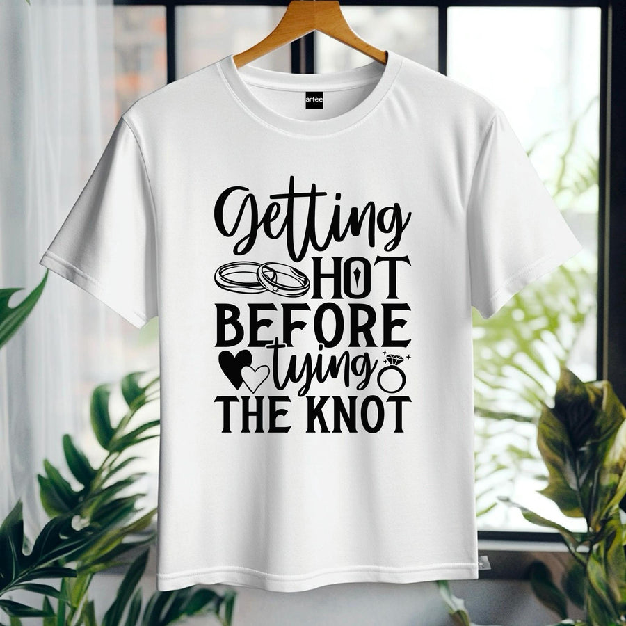 Bride Getting Hot Before Tying the Knot T-Shirt – Funny Bachelorette Party Tee – Bride Workout Shirt – Wedding Gym Outfi