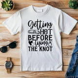Bride Getting Hot Before Tying the Knot T-Shirt – Funny Bachelorette Party Tee – Bride Workout Shirt – Wedding Gym Outfi