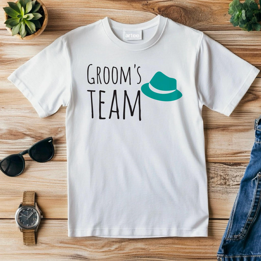 Groom’s Team T-Shirt – Green Hat Wedding Shirt for Men – Funny Bachelor Party Tee – Groomsman Outfit – Wedding Squad Shi