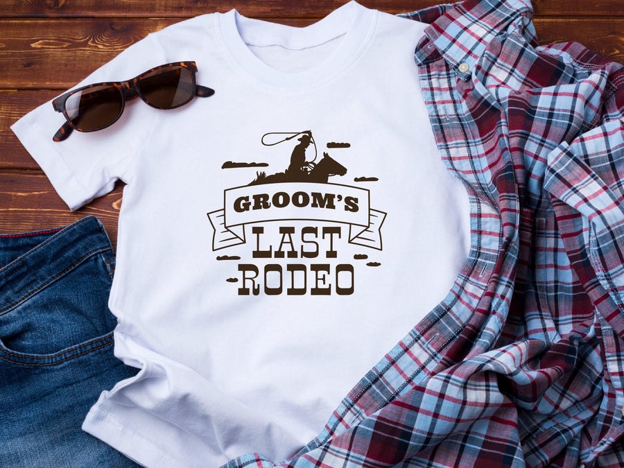Groom’s Last Rodeo T-Shirt – Funny Stag Party Shirt for Men – Bachelor Party Tee – Western Wedding Outfit – Groomsman Gi